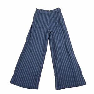 Off-On Navy Striped Linen Wide Leg Pants Coastal Granddaughter Luxe Trousers XS